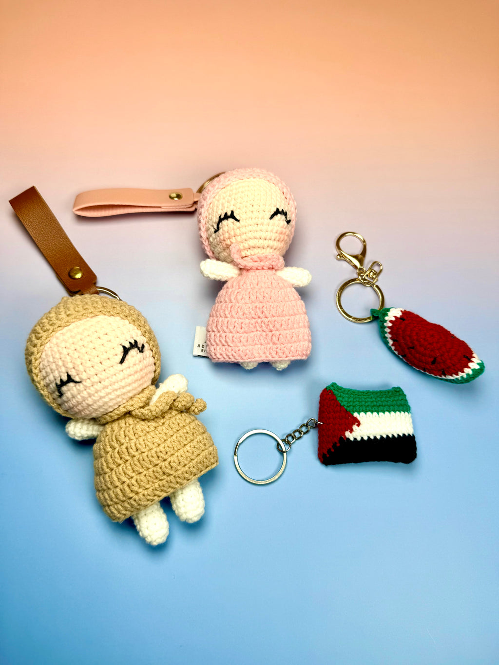 Keychain of Hope- Palestine Flag, Watermelon, Amigurumi Pink or Khaki